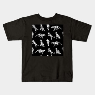 Black and White Leopard Silhouettes Kids T-Shirt